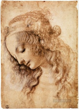  Leonardo Oil Painting - Womans Head Leonardo da Vinci